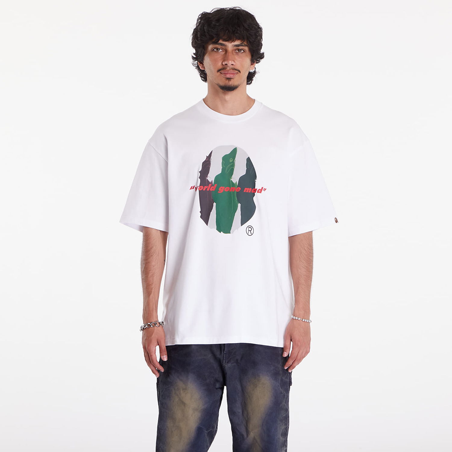 Tričko BAPE A BATHING APE Shark Shinji Ape Head Relaxed Fit Tee Biela | 001TEK301328MWHT, 0