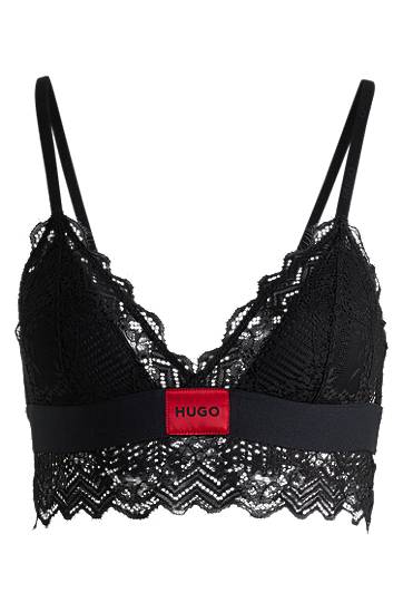 Podprsenka BOSS HUGO Lace-Trim Triangle Bra Čierna | 50535060, 0