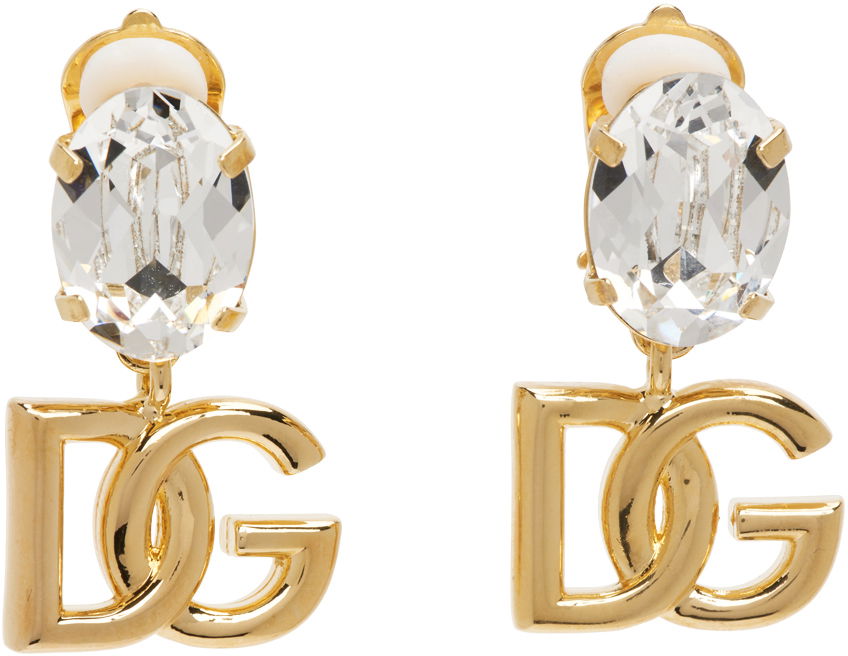 Náušnice Dolce & Gabbana Gold Crystal Logo Earrings Metalická | WEO8S1W1111, 0