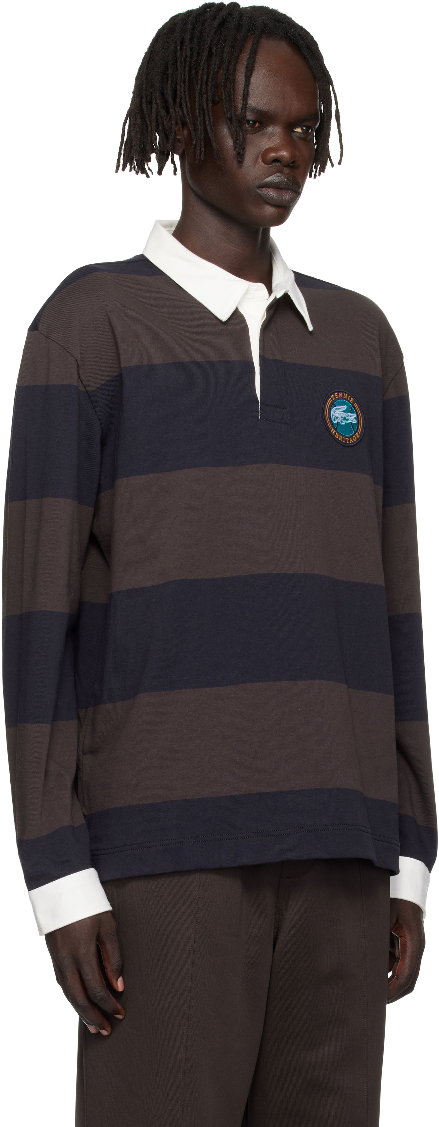 Polo tričko Lacoste Lacoste Relaxed Fit Striped Rugby Polo Hnedá | KH5916_6IY, 1