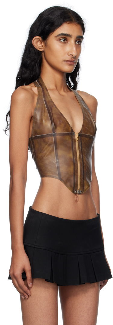 Tielko Miaou Miaou Mara Latex Halter Top Hnedá | 7048LTXLEO, 1