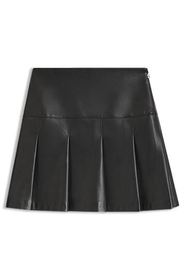 Sukňa BOSS Faux-leather mini skirt with pleats Čierna | 50550980, 0