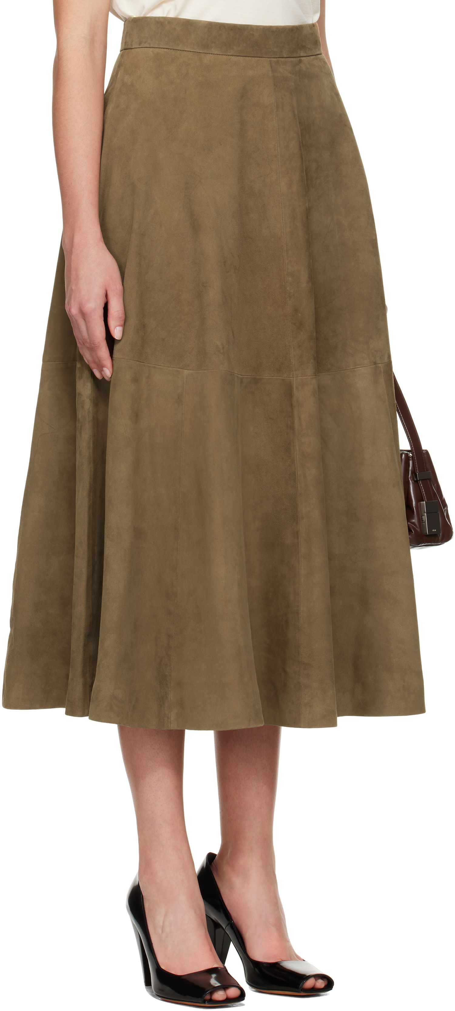 Sukňa Róhe Róhe A-Line Suede Midi Skirt Zelené | 414-32-144, 1