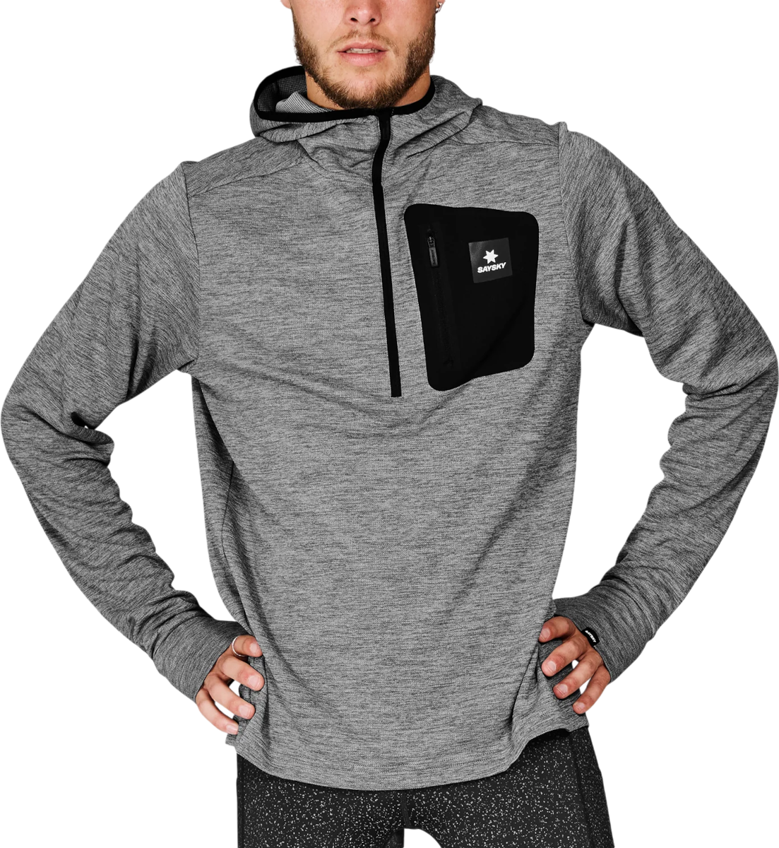 Mikina Saysky Saysky Pace Half Zip Hoodie Šedá | mmrho01c6003, 0