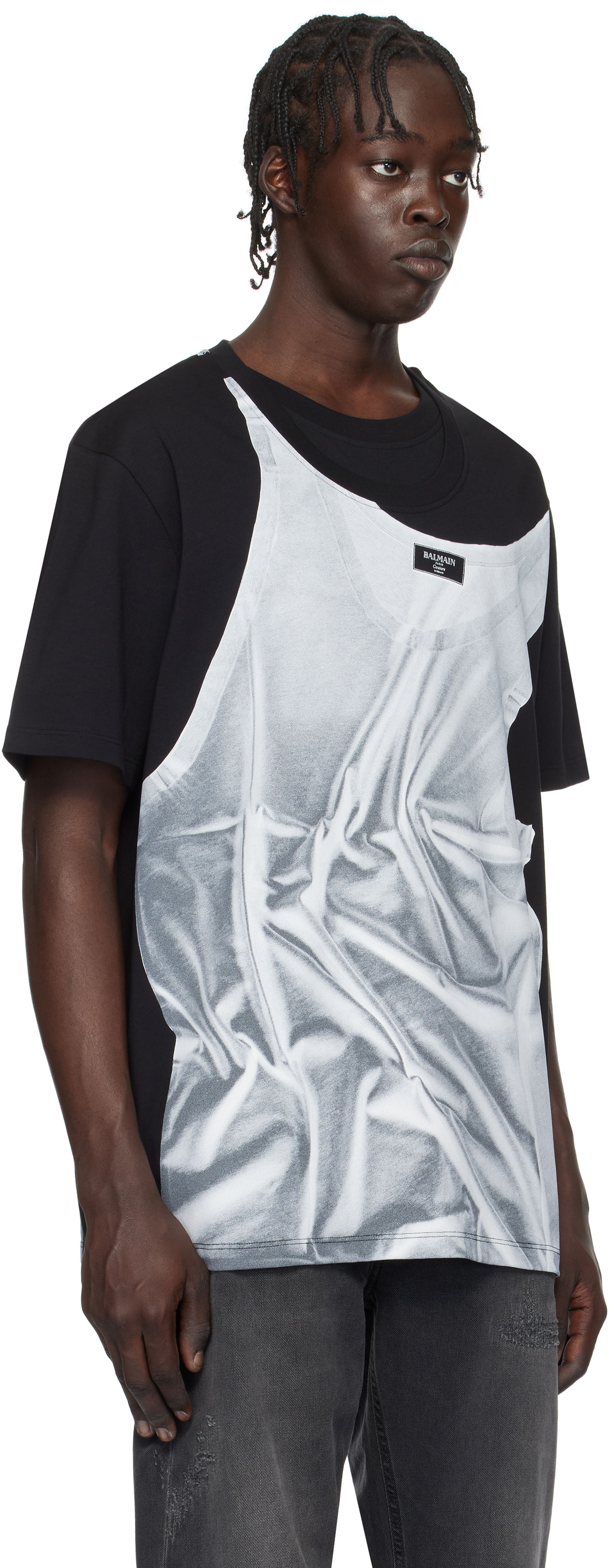 Tričko Balmain Tank Top Print T-Shirt Čierna | EH1EG028GE37, 1