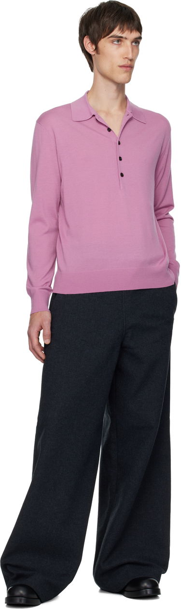 Polo tričko Dries Van Noten Dries Van Noten Long Sleeve Merino Wool Polo Ružová | 252-021201-2700, 3