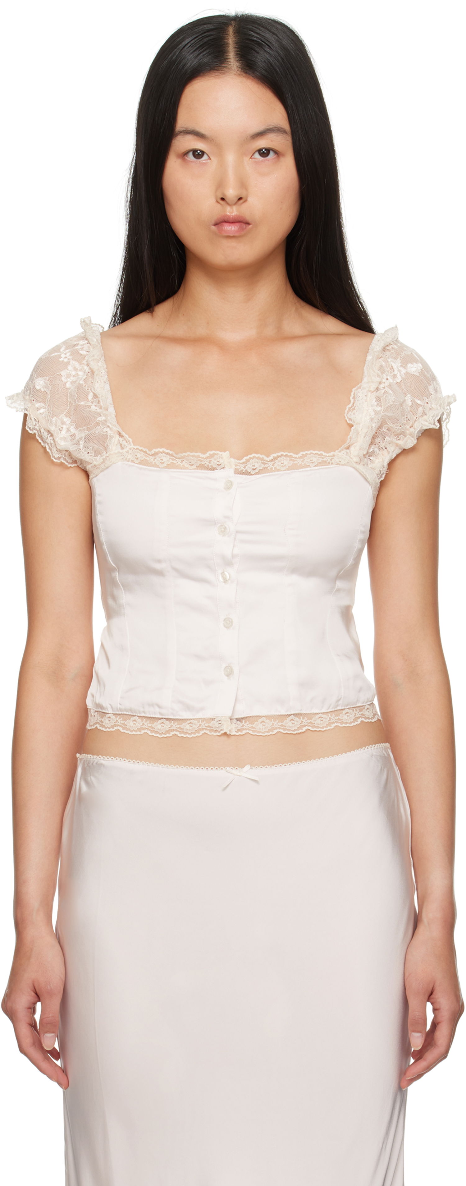 Tielko GUIZIO Guizio Kahli Lace Top Biela | F24106W022, 0
