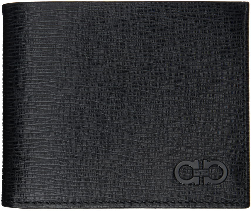 Peňaženka FERRAGAMO Bifold Textured Leather Wallet Čierna | 733308, 0