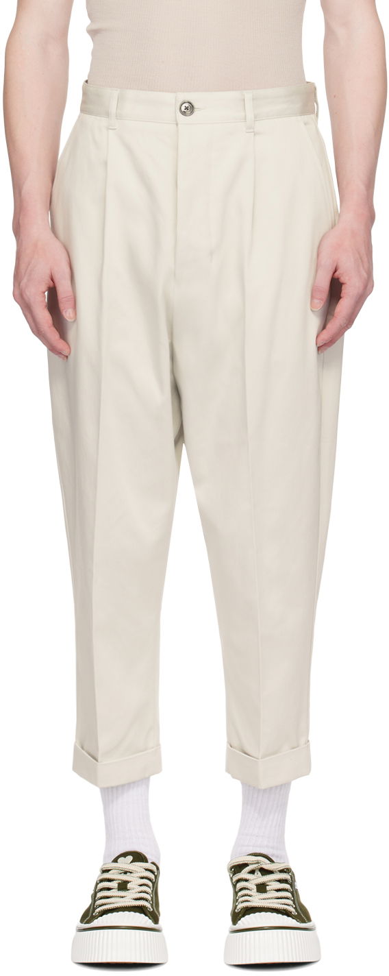 Nohavice AMI Paris Carrot-Fit Trousers Biela | HTR101.CO0009, 0