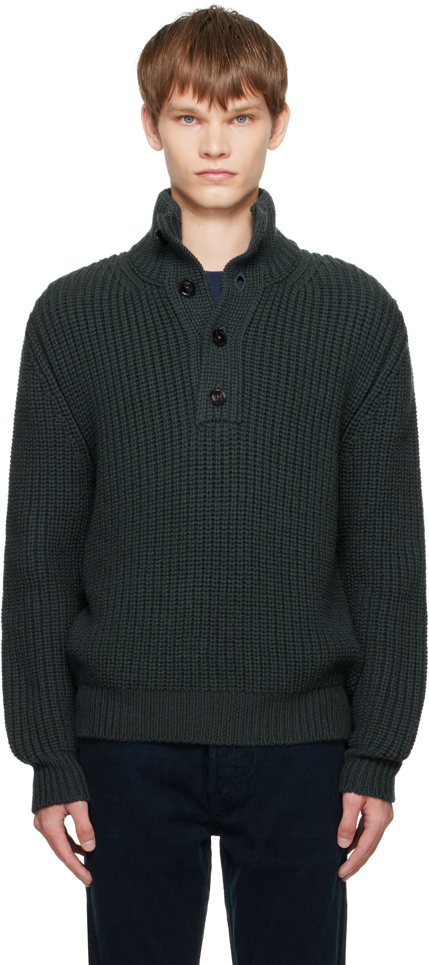 Sveter Tom Ford TOM FORD Cashmere Wool Half Button Sweater Zelené | KTL006-YMW090, 0