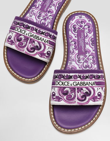 Doplnky Dolce & Gabbana Dolce & Gabbana Majolica-Print Canvas Flat Slippers Fialová | D11330AF538I03TN, 3