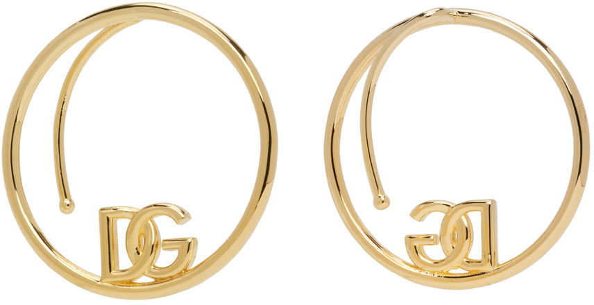 Náušnice Dolce & Gabbana Gold Logo Hoop Ear Cuffs Metalická | WEO8L3W1111, 1