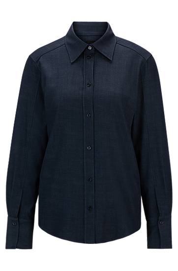 Košeľa BOSS Regular-Fit Denim-Effect Twill Blouse Navy | 50518443, 0