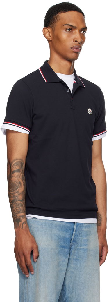 Polo tričko Moncler Moncler Tricolor-Trimmed Cotton Piquet Polo Navy | K20918A7030084556, 1