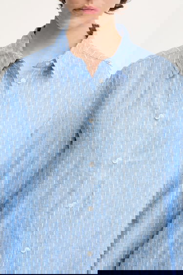 Košeľa Samsoe Samsoe Samsoe Samsoe SANOT Relaxed Linen Shirt Modrá | F25100015, 3