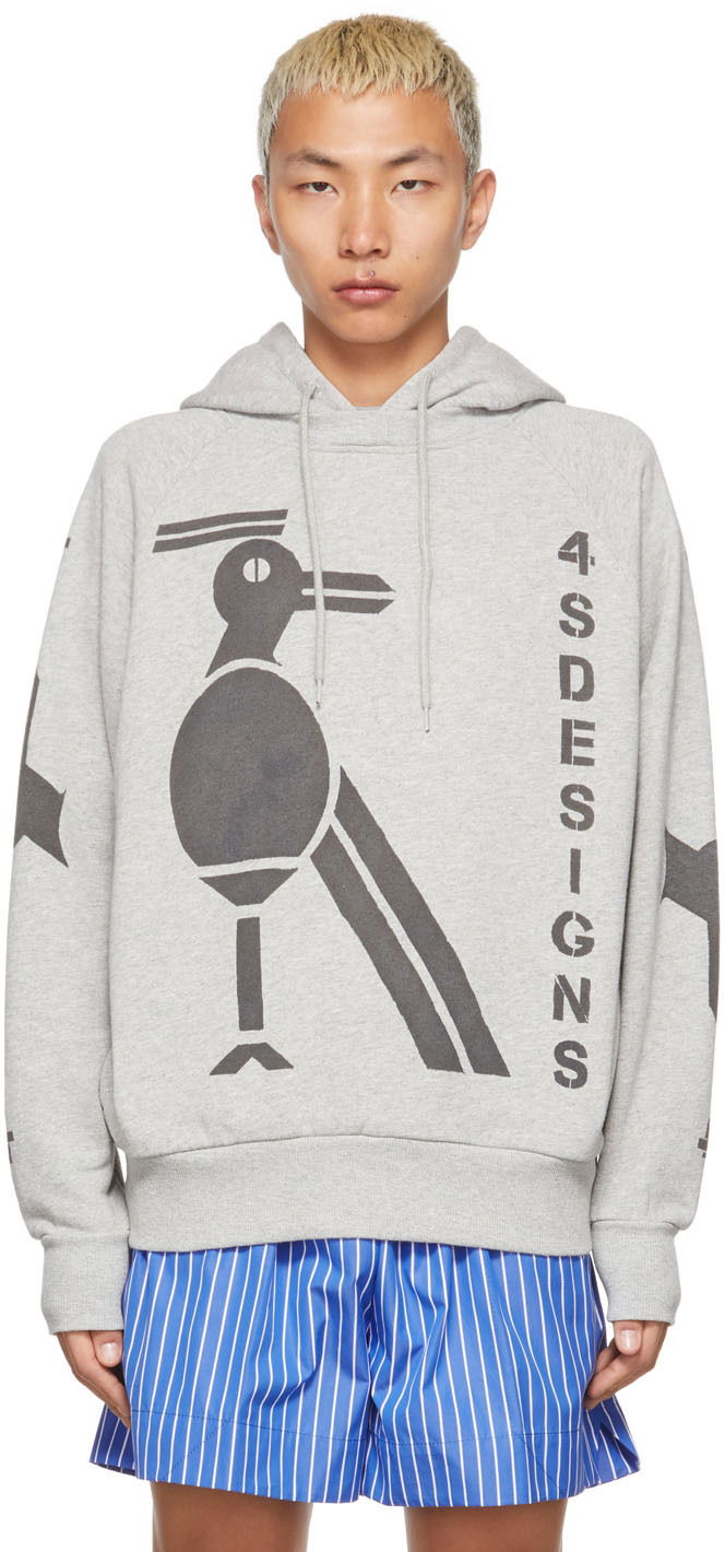 Mikina 4sdesigns Bird Stencil Print Hoodie Šedá | S22/530, 0