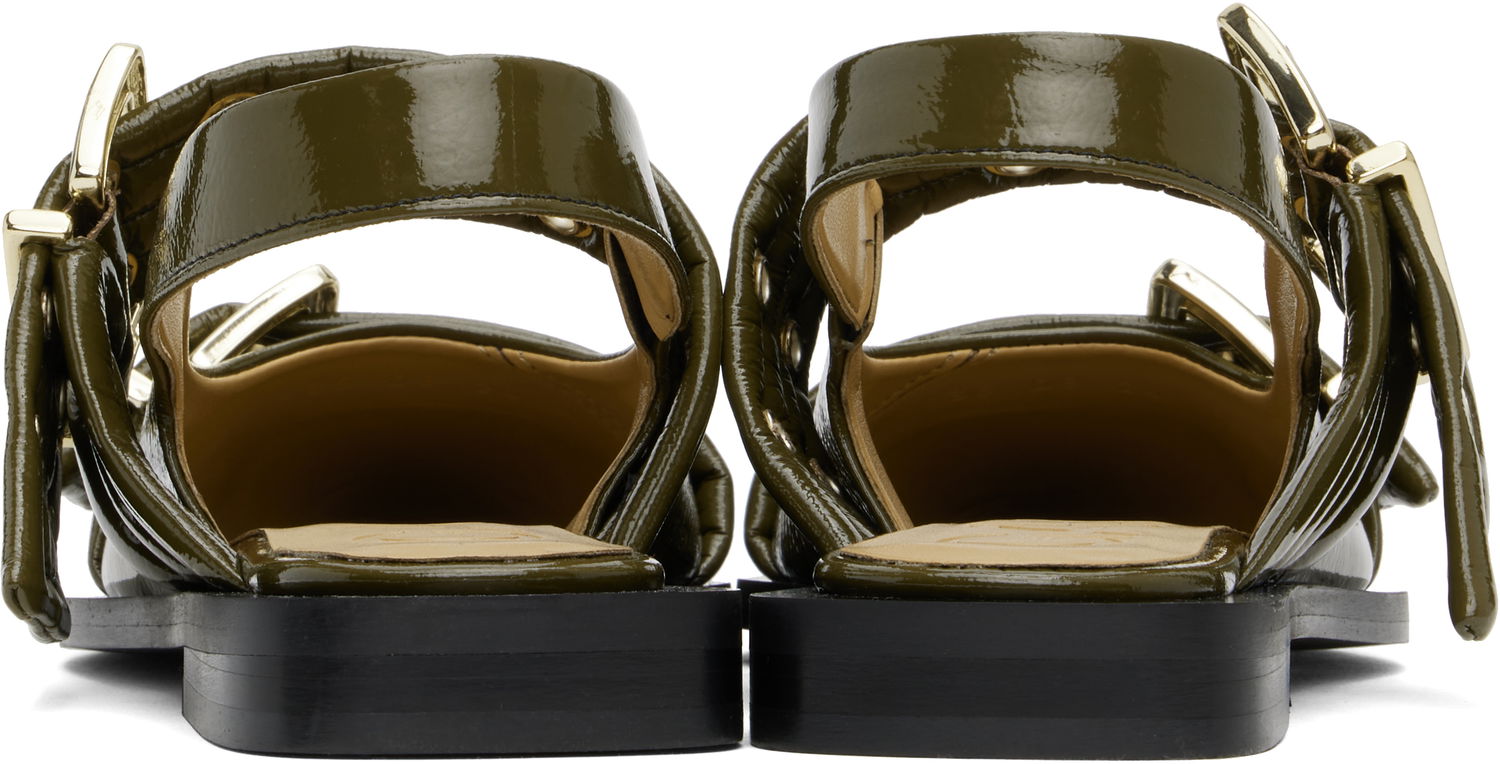 Starostlivosť o obuv GANNI GANNI Buckle Flats Zelené | S2872, 1
