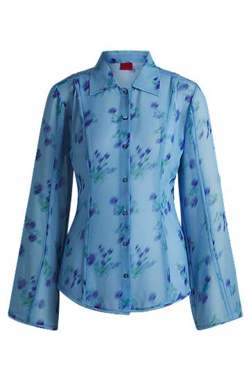 Košeľa BOSS Slim Fit Floral Print Blouse Modrá | 50531573, 0