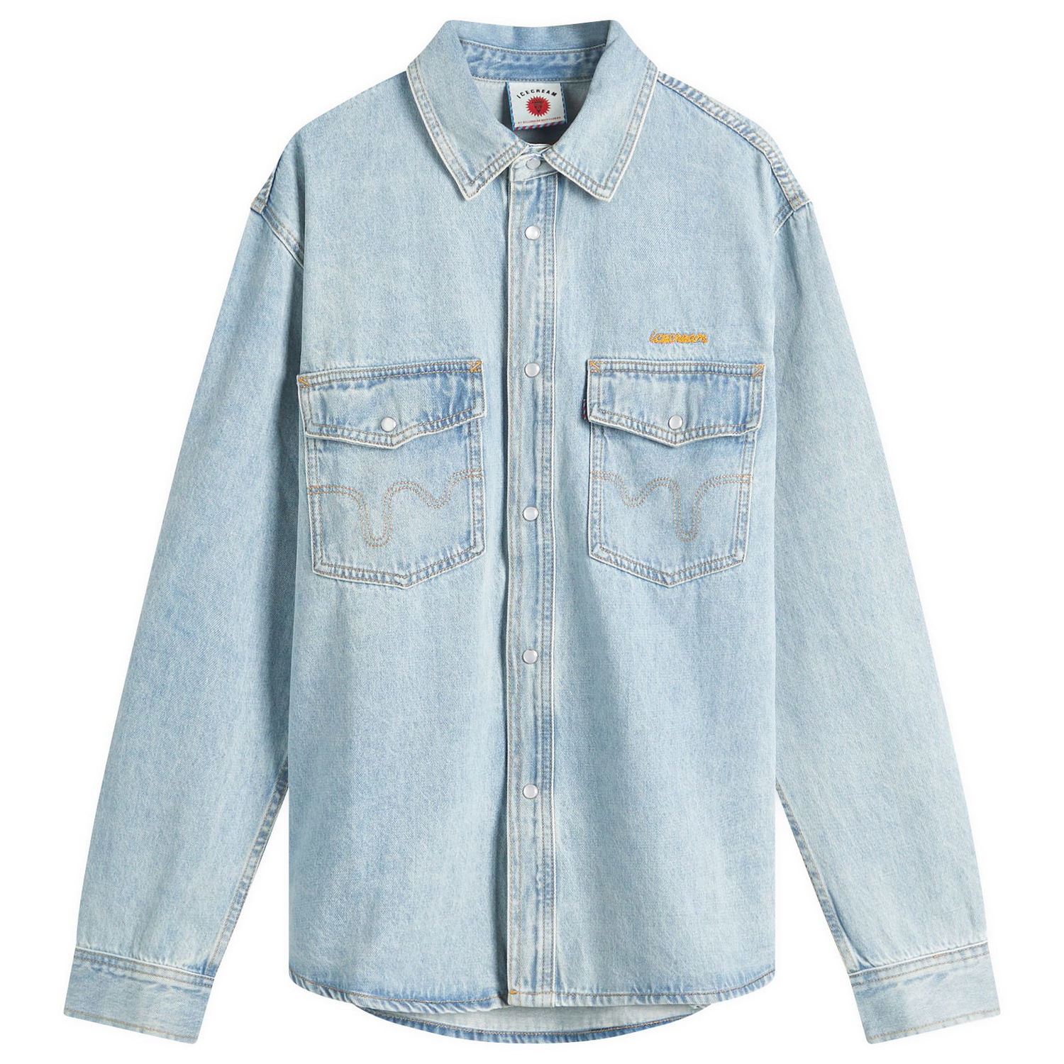 Košeľa BBC IceCream ICECREAM Chainstitch Denim Shirt, Size Large Modrá | ICD25105-BLU, 0