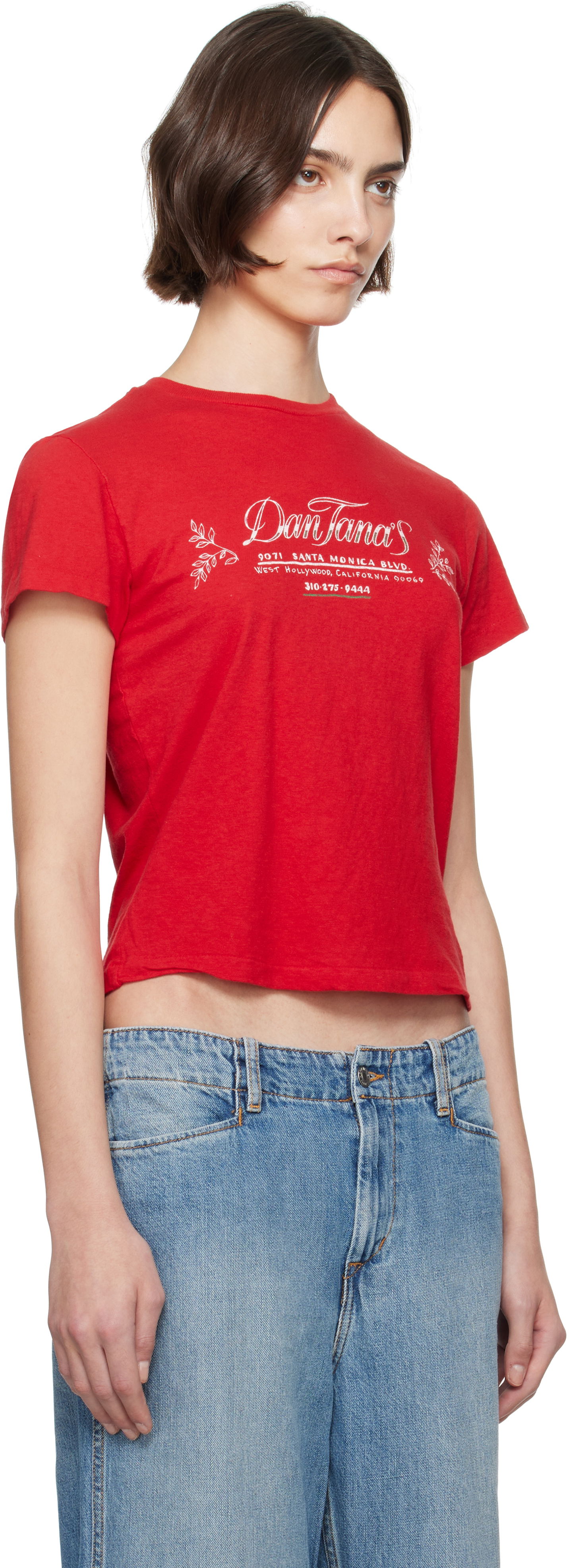 Crop Top RE/DONE Re/Done Classic 'Dan Tana's' Cropped T-Shirt Červená | 024-02WCGT336, 1