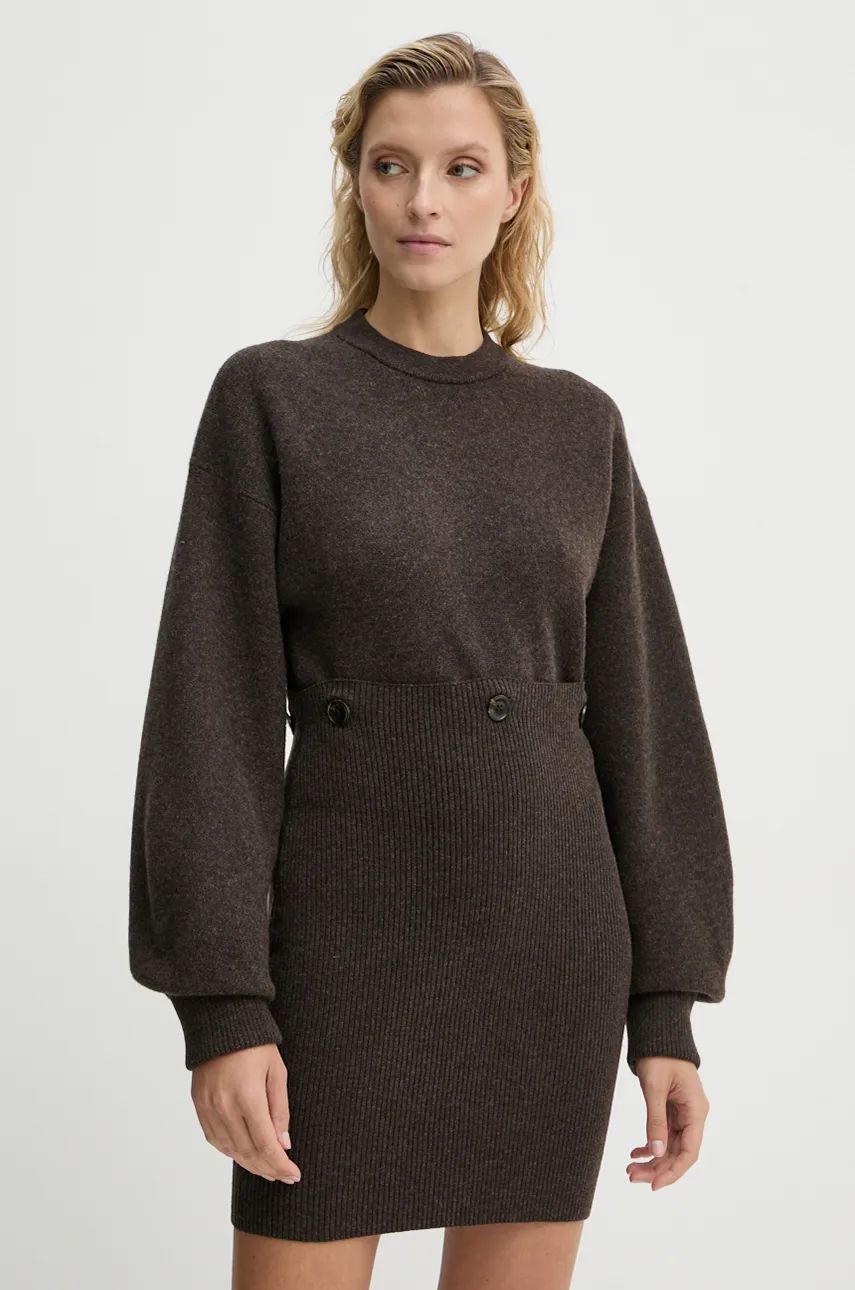 Šaty Nanushka Oversized Wool Mini Dress Hnedá | NW24PFHA28478, 0