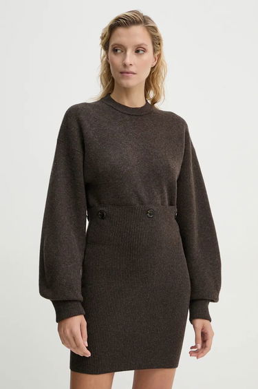 Šaty Nanushka Oversized Wool Mini Dress Hnedá | NW24PFHA28478, 0