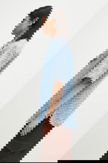 Košeľa KENZO Kenzo Relaxed Short Sleeve Geometric Patterned Denim Shirt Classic Collar Modrá | FF55DC1026J4.DB, 1