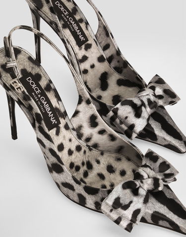 Tenisky a topánky Dolce & Gabbana Leopard-Print Satin Slingbacks with Bow Detail Rôznofarebný | CG0844A6Q83HI13N, 3