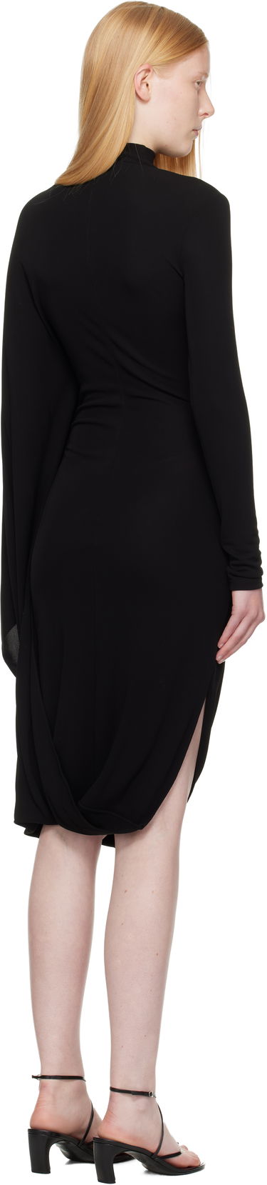 Šaty Stella McCartney Stella McCartney Asymmetric Cape Midi Dress Čierna | 6A05563GU301, 2
