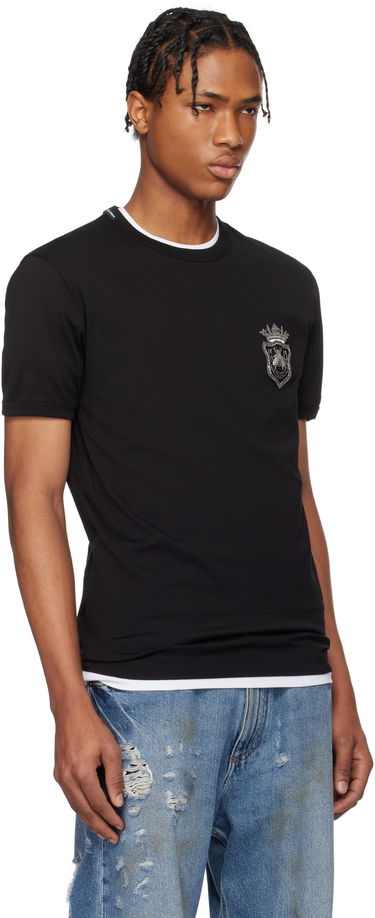 Tričko Dolce & Gabbana Cotton T-Shirt With Patch Čierna | G8PV1ZG7O4CN0000, 4