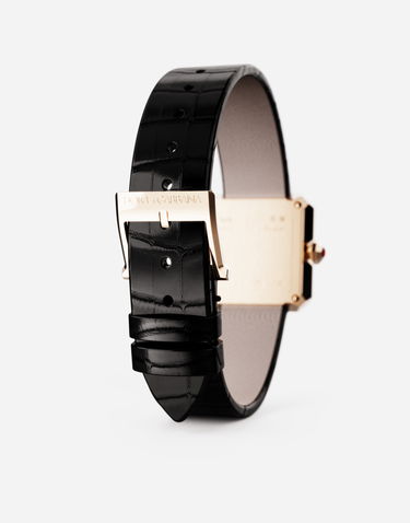 Hodinky Dolce & Gabbana Diamond-Set Gold Faceted Case Watch with Croc-Embossed Leather Strap Čierna | WWJC2GXSB01N0000, 3