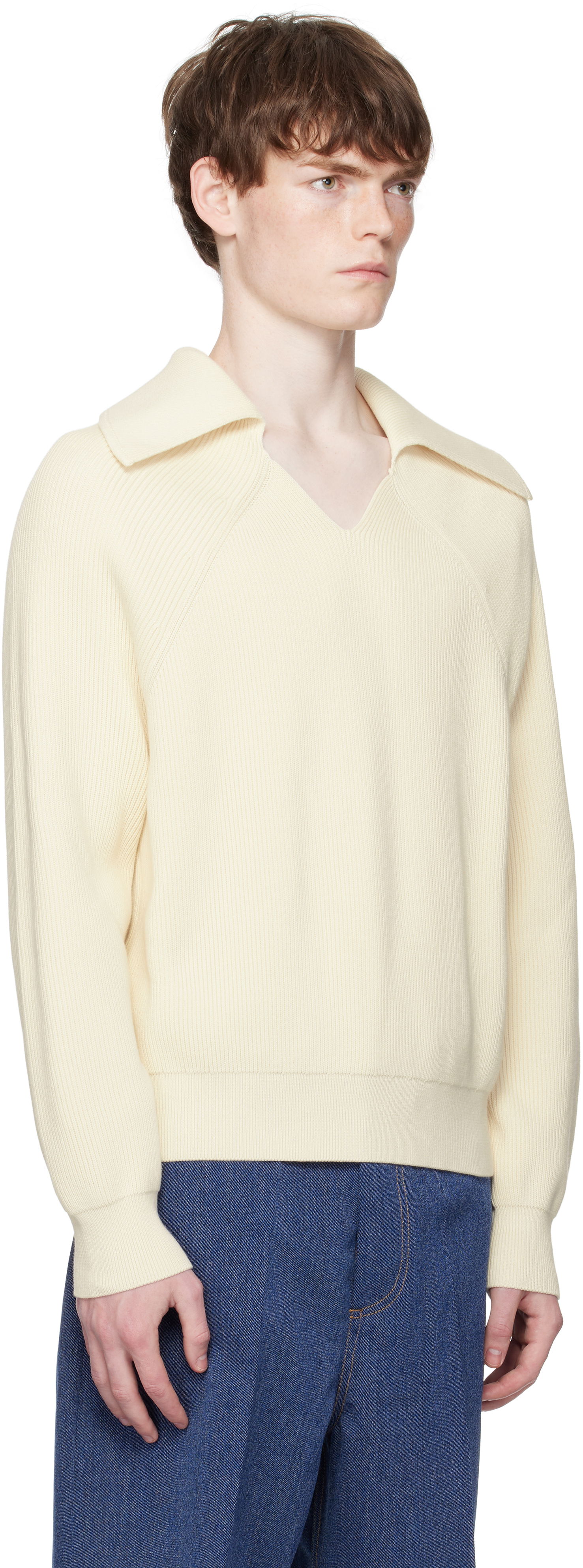 Sveter Bottega Veneta Bottega Veneta English Rib V-Neck Sweater Žltá | 820504V59X09071, 1