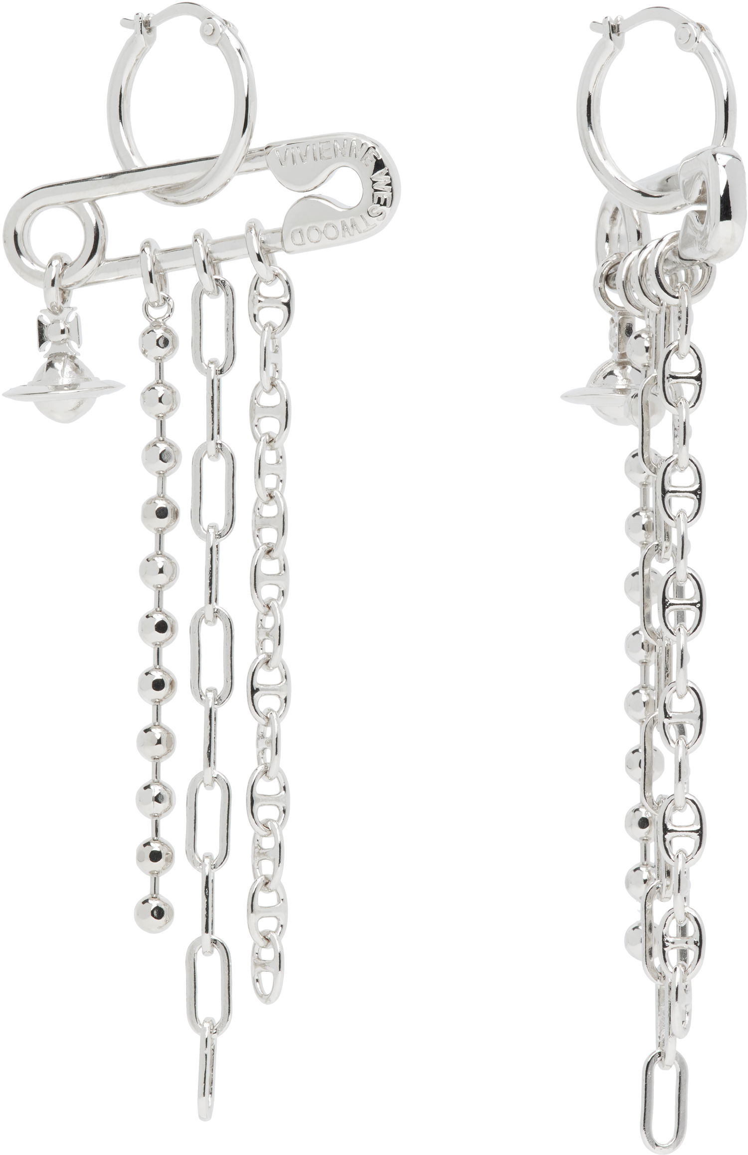 Náušnice Vivienne Westwood Vivienne Westwood Ginetta Safety Pin Orb Dangle Earrings Metalická | 6202017A-02P019-, 1