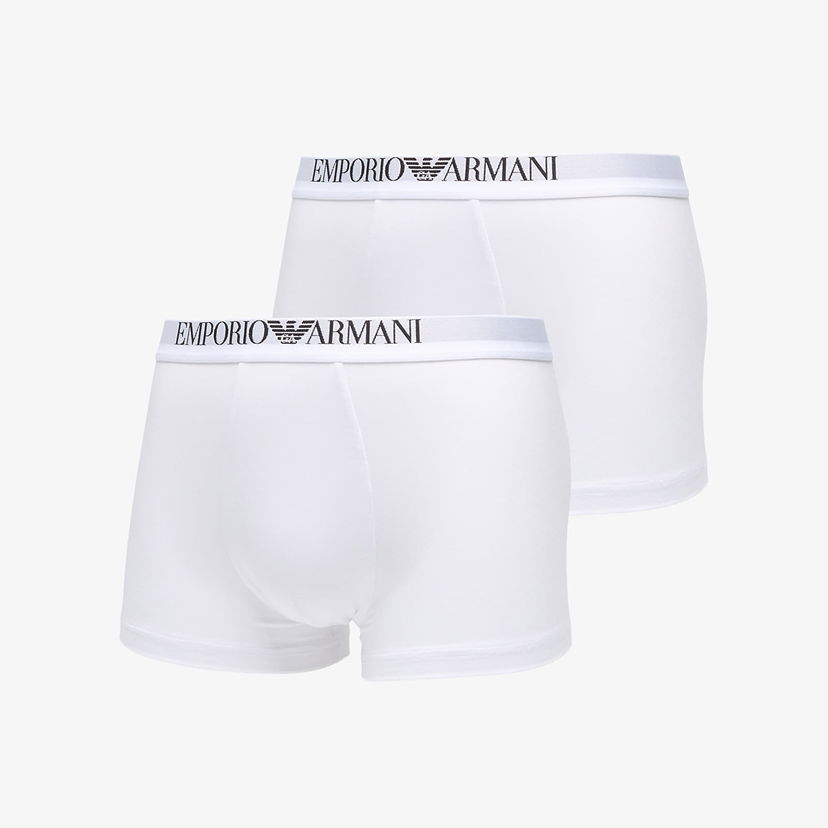 Boxerky Emporio Armani Emporio Armani 2-Pack Boxer Trunks with Logo Waistband Biela | EM000253AF14134M0082