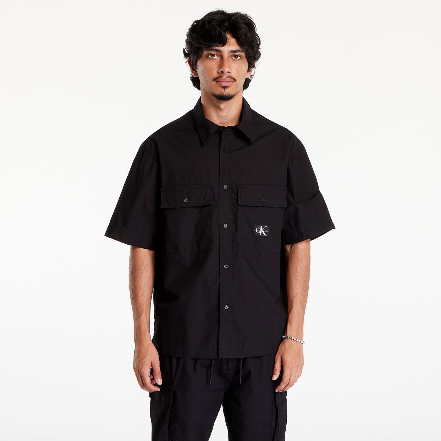 Košeľa CALVIN KLEIN Cotton Poplin Utility Shirt Black Čierna | J30J325606 BEH, 0