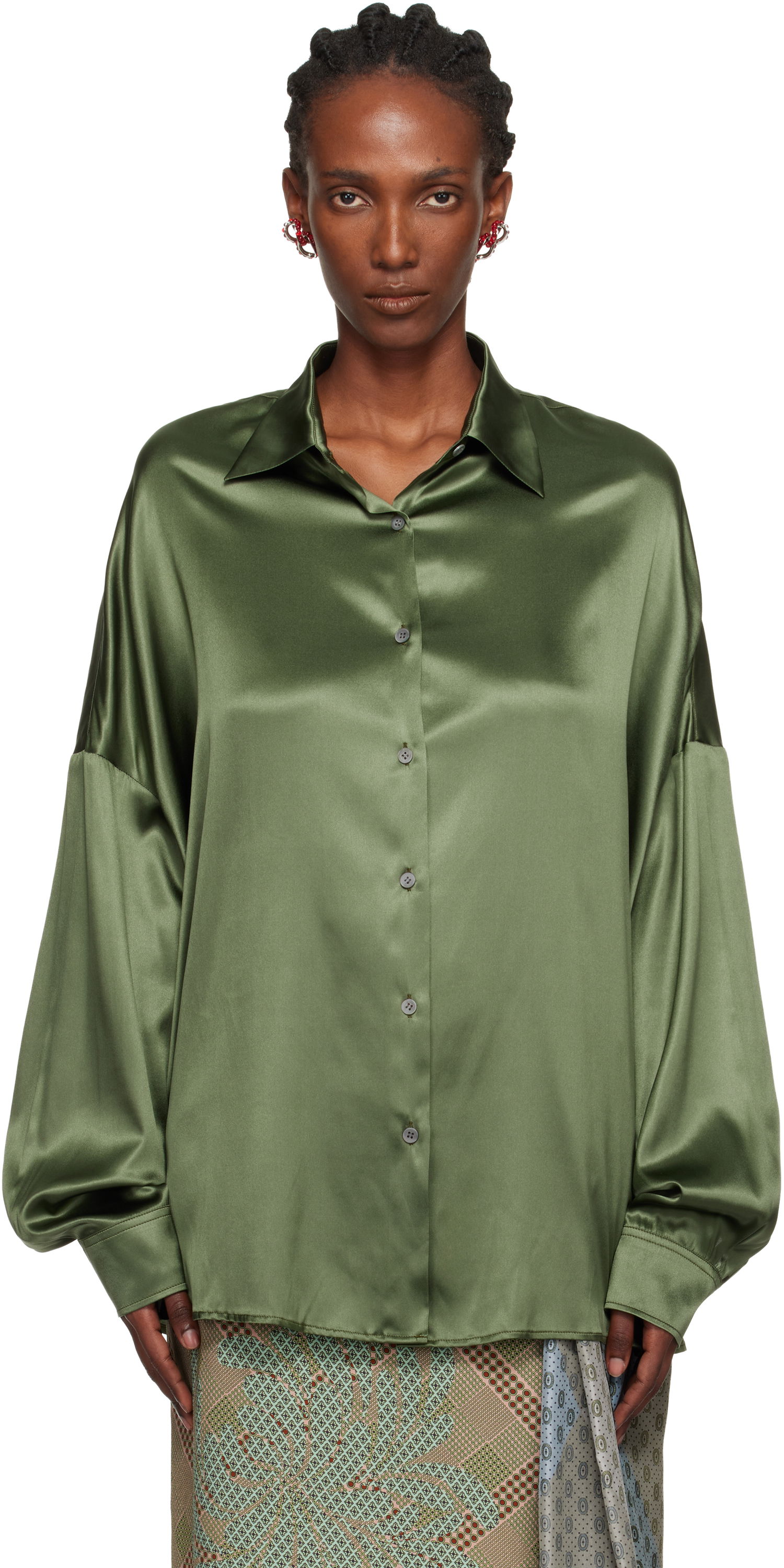 Košeľa Dries Van Noten Dries Van Noten Oversized Silk Shirt Zelené | 252-010700-2032, 0