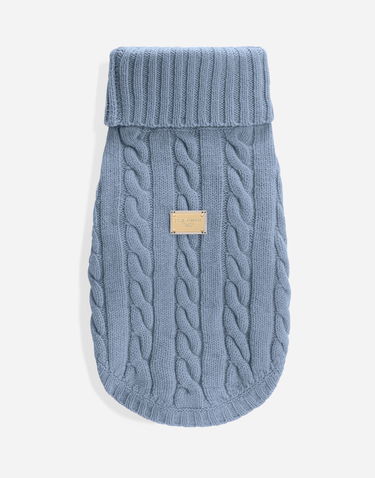 Sveter Dolce & Gabbana Dolce & Gabbana Cable Knit Wool Dog Sweater Modrá | GX09KCJFMMDB3784, 0