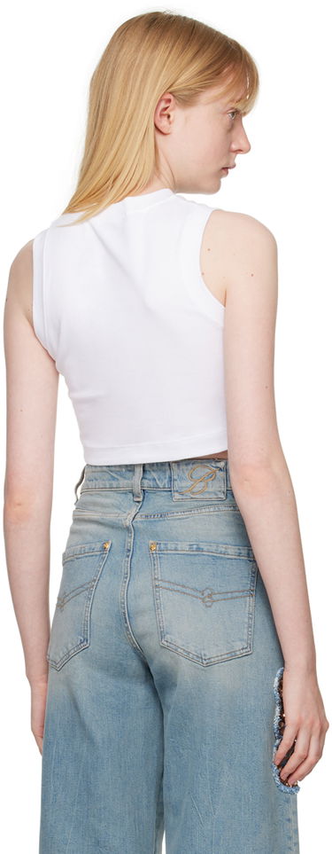 Tielko Blumarine White Crystal-Cut Tank Top Biela | P444T037A, 2