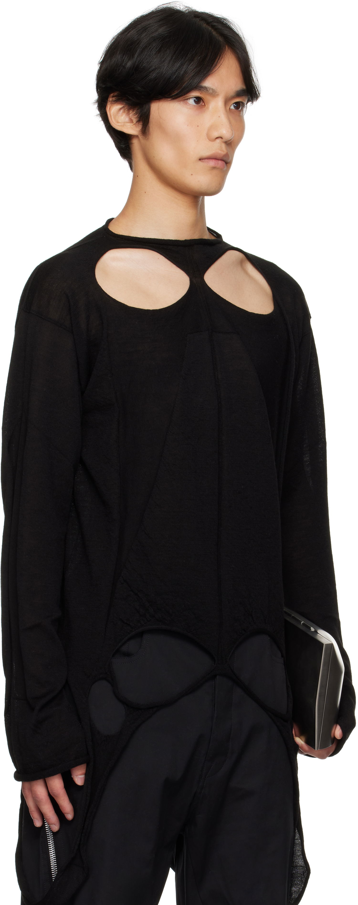 Sveter Rick Owens Rick Owens Concordians Slashed Pull Sweater Čierna | RU02E1671 ML, 1