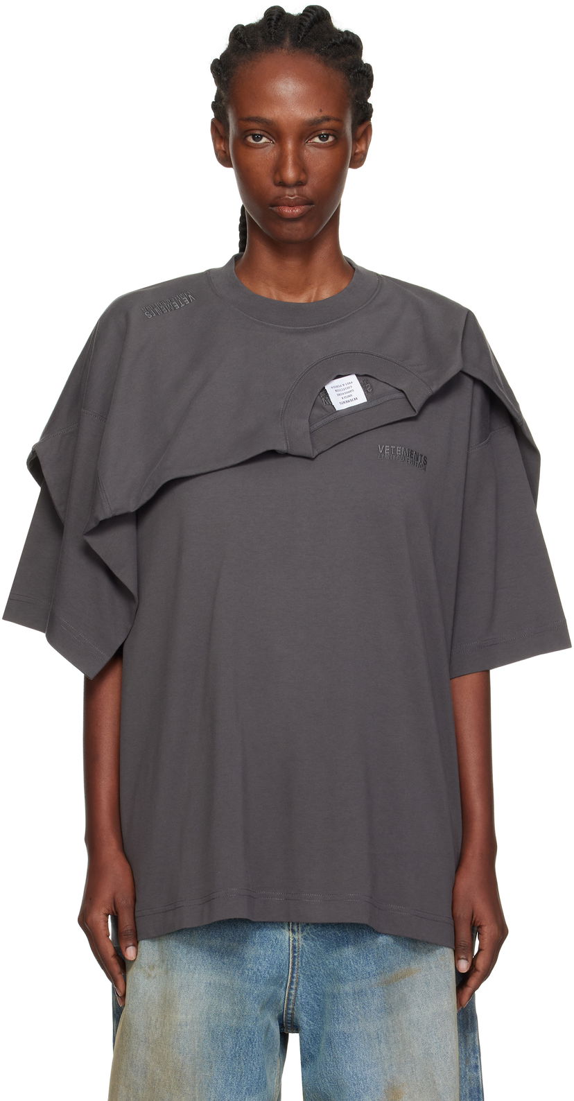 Tričko VETEMENTS VETEMENTS Double Layered T-Shirt Šedá | UH76TR400M