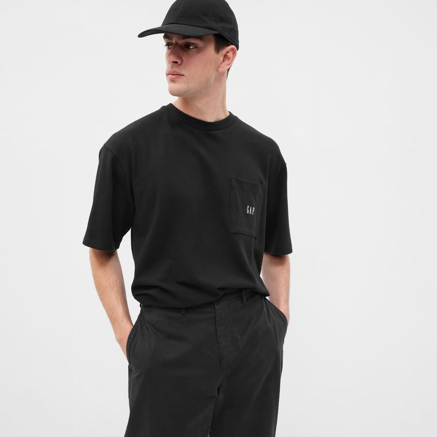 Tričko GAP Pique Oversized Tee Čierna | 648973-02, 0
