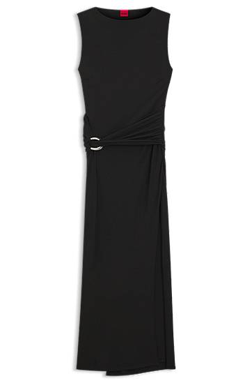 Šaty BOSS Sleeveless Maxi Wrap-Effect Dress with Buckle Detail Čierna | 50554034, 0