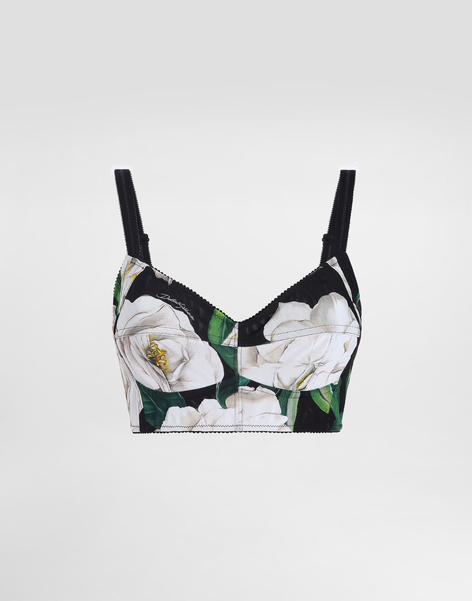 Podprsenka Dolce & Gabbana Dolce & Gabbana Gardenia Print Bralette Top Čierna | F7T18TFSSK2HN5JB, 0
