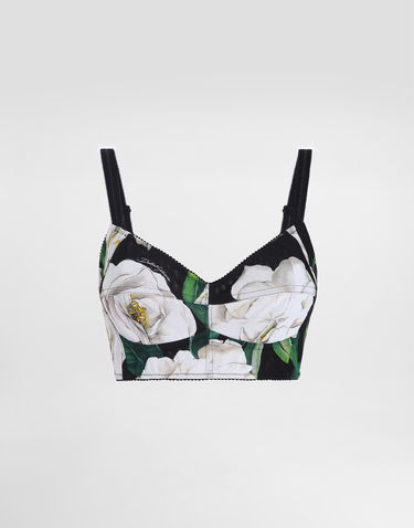 Podprsenka Dolce & Gabbana Dolce & Gabbana Gardenia Print Bralette Top Čierna | F7T18TFSSK2HN5JB, 0