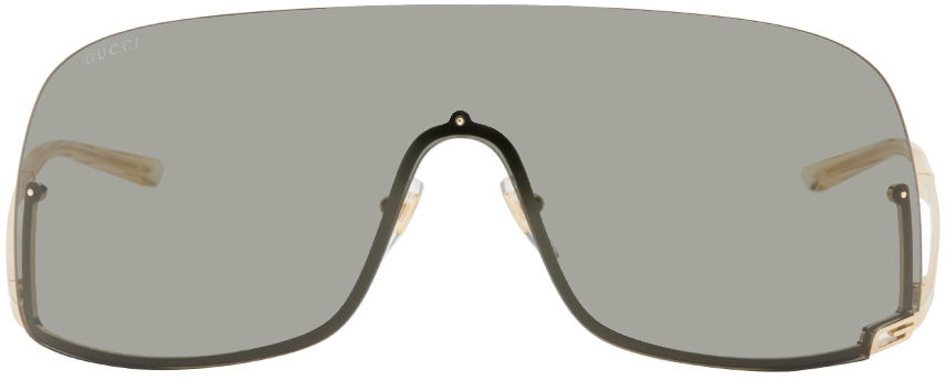 Slnečné okuliare Gucci Gold Mask-Shaped Sunglasses Metalická | GG1560S-001, 0