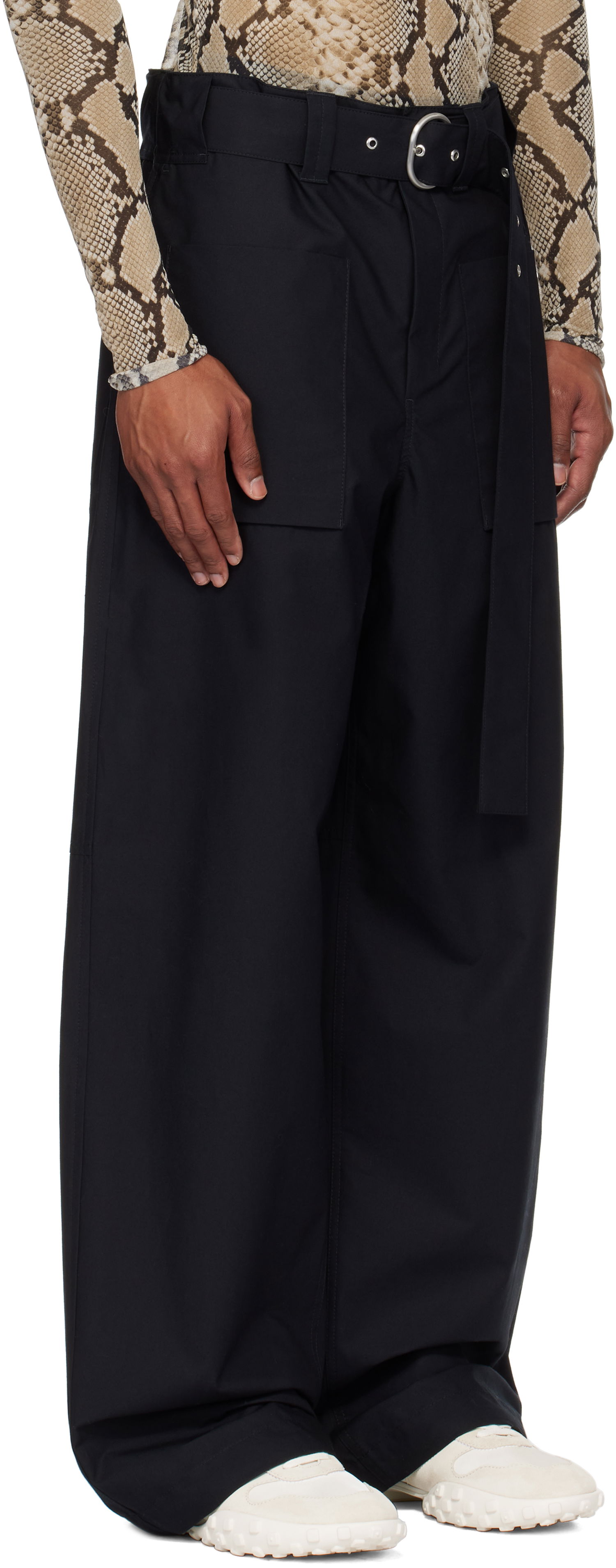 Nohavice Jil Sander Jil Sander Belted Wide-Leg Trousers Čierna | J47KA0234_J45039, 1