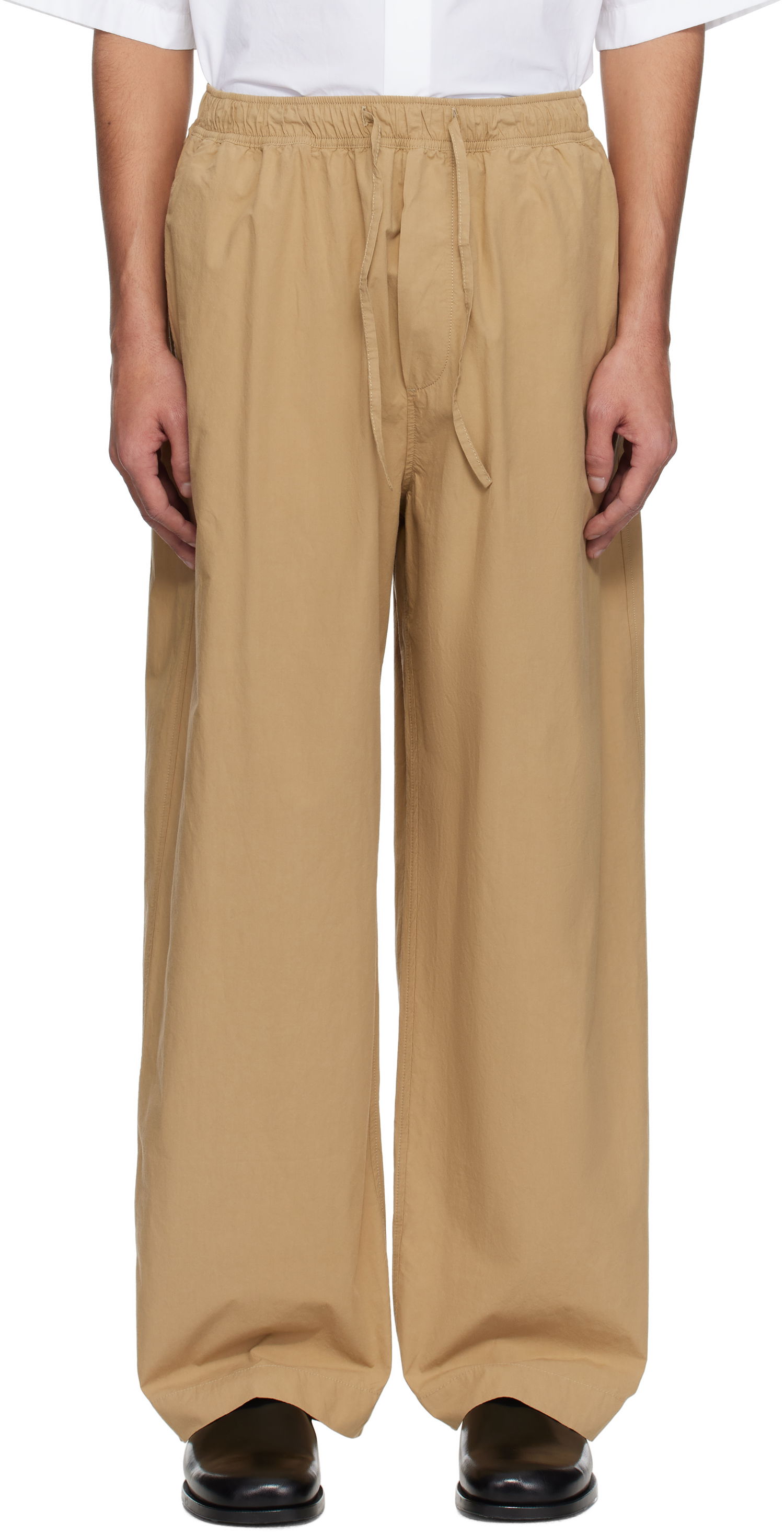 Nohavice Studio Nicholson Studio Nicholson Sonny Wide-Leg Trousers Béžová | SONNY SNM - 1311, 0