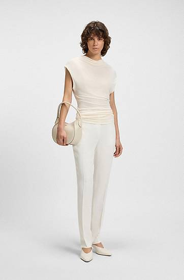 Tielko BOSS BOSS Matte High-Neck Sleeveless Top Biela | 50541896, 1