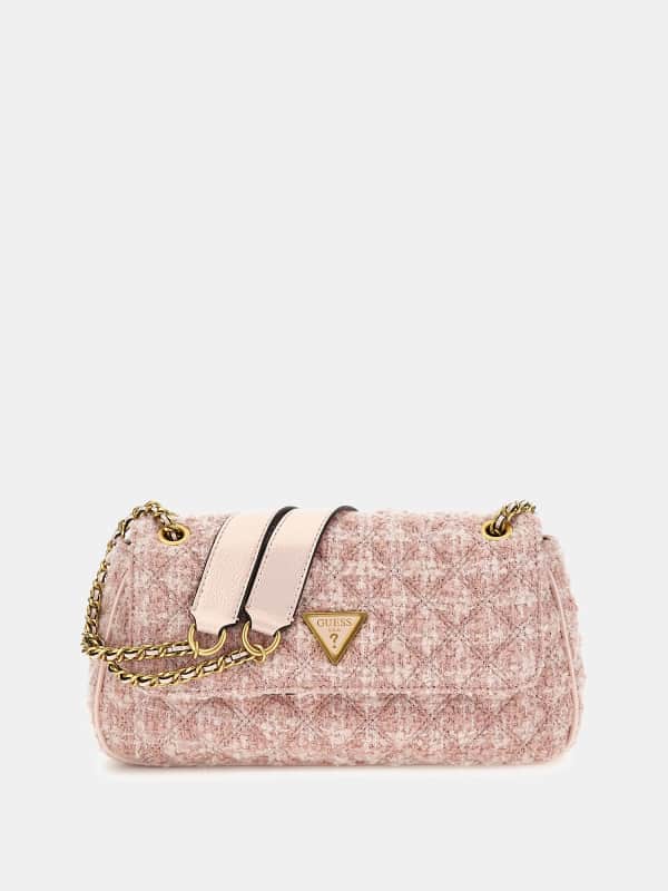 Taška cez rameno GUESS Giully Tweed Crossbody Bag Ružová | HWTK8748210, 0