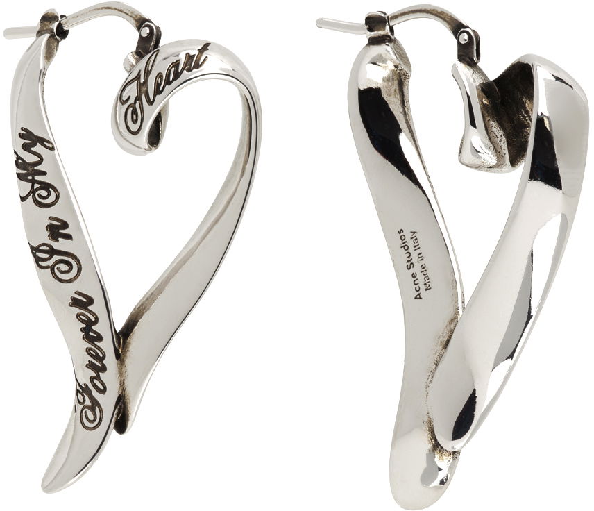 Silver Heart Hoop Earrings
